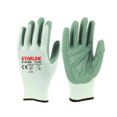 Starline E-43-BG 1/2 Nitril Kaplı İş Eldiveni Beyaz- Gri