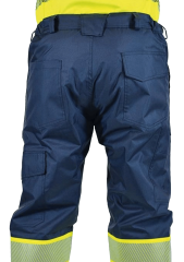 SafeSawa Alaska Hi-Vis Kapitoneli Pantolon Lacivert Neon Sarı Segmentli Reflektörlü %100 Polyester 300D Oxford PU Kaplı