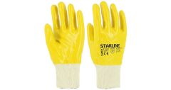 Starline E-206-Y Tam Sarı Nitril Kaplı Pamuk Astarlı Montaj Eldiveni 4111X