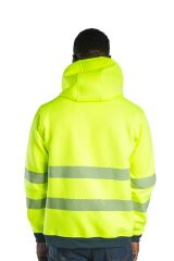SafeSawa Alaska Hi-Vis Fermuarlı Kapüşonlu Sweatshirt Neon Sarı İçi Polarlı Segmentli Reflektörlü