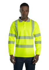 SafeSawa Alaska Hi-Vis Uzun Kollu Polo T-Shirt Sweatshirt Neon Sarı Segmentli Reflektörlü