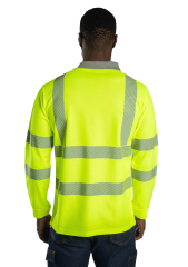 SafeSawa Alaska Hi-Vis Uzun Kollu Polo T-Shirt Sweatshirt Neon Sarı Segmentli Reflektörlü
