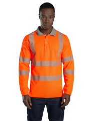 SafeSawa Alaska Hi-Vis Uzun Kollu Polo T-Shirt Sweatshirt Neon Turuncu Segmentli Reflektörlü