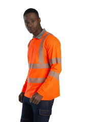 SafeSawa Alaska Hi-Vis Uzun Kollu Polo T-Shirt Sweatshirt Neon Turuncu Segmentli Reflektörlü