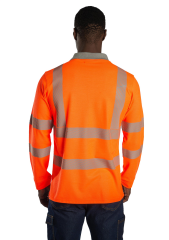 SafeSawa Alaska Hi-Vis Uzun Kollu Polo T-Shirt Sweatshirt Neon Turuncu Segmentli Reflektörlü