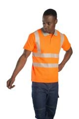 SafeSawa Alaska Hi-Vis Polo T-Shirt Neon Turuncu Segmentli Reflektörlü