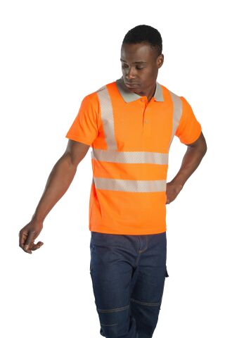 SafeSawa Alaska Hi-Vis Polo T-Shirt Neon Turuncu Segmentli Reflektörlü