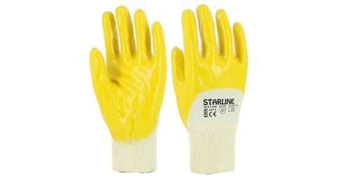 Starline E-205-Y 3/4 Sarı Nitril Kaplı Pamuk Astarlı Montaj Eldiveni 4111X