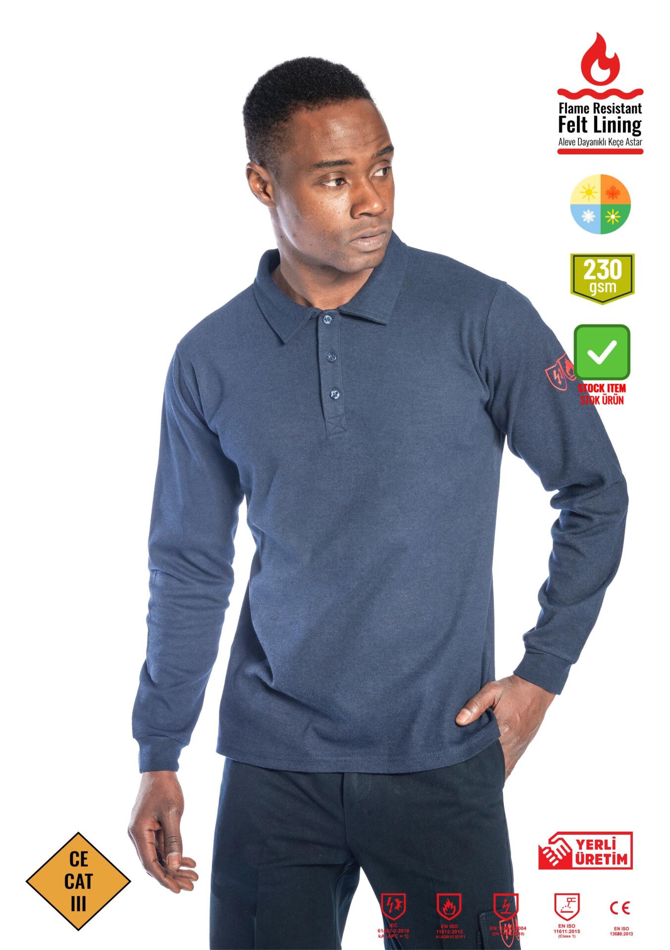 SafeSawa Maxima FR Alev Almaz Polo Yaka Sweatshirt Lacivert
