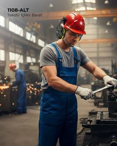 Starline 1108MF-ALT Çene Kayışlı Kırmızı Baret