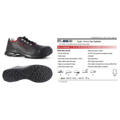 Starline STL-9030 S3 SRC Deri Kompozit Burun İş Ayakkabısı