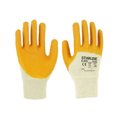 Starline E-203 3/4 Sarı Nitril Kaplı Pamuk Astarlı Montaj Eldiveni 3111X