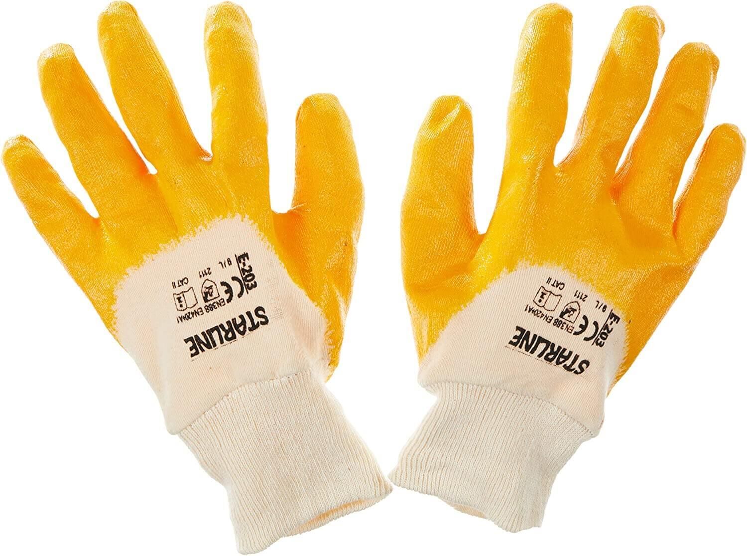 Starline E-203 3/4 Sarı Nitril Kaplı Pamuk Astarlı Montaj Eldiveni 2121X
