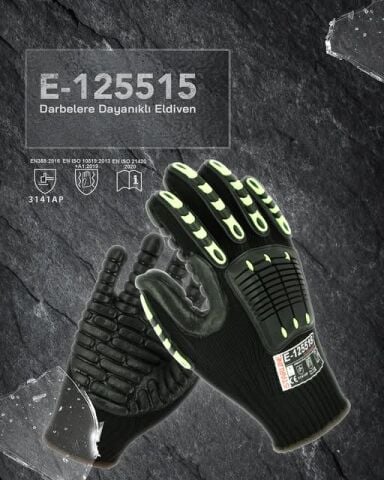 Starline E-125515 Polyester Astar - Köpük Kauçuk Vibrasyon Eldiveni EN ISO 10819 EN 388:3141A