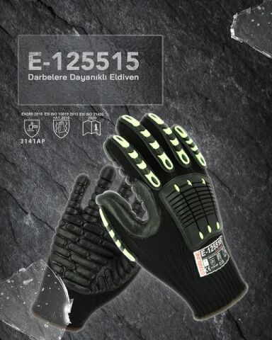 Starline E-125515 Polyester Astar - Köpük Kauçuk Vibrasyon Eldiveni EN ISO 10819 EN 388:3141A