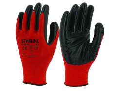 Starline E-43-KS 1/2 Nitril Kaplı İş Eldiveni Kırmızı / Siyah