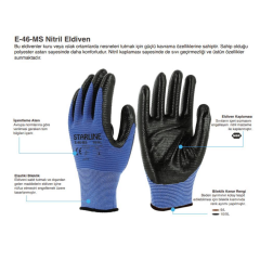 Starline E-46-KS 1/2 Nitril Kaplı Zebra İş Eldiveni Kırmızı / Siyah