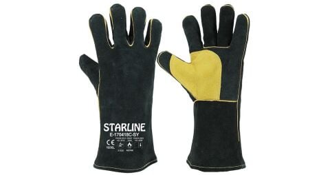 Starline E-170418C-SY 250° Isı Temasına Dayanıklı Deri Eldiven Siyah EN388-3122X EN407-42314X