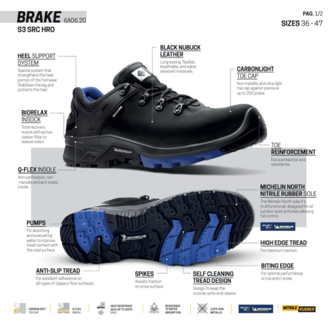 Toworkfor Brake S3 | SRC | HRO Soles By Michelin İş Ayakkabısı