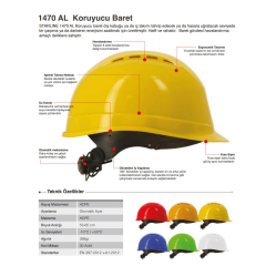 Starline 1470-AL Havalandırmalı Vizör ve Kulaklık Takılabilir Vidalı Baret Mavi 53-65 cm