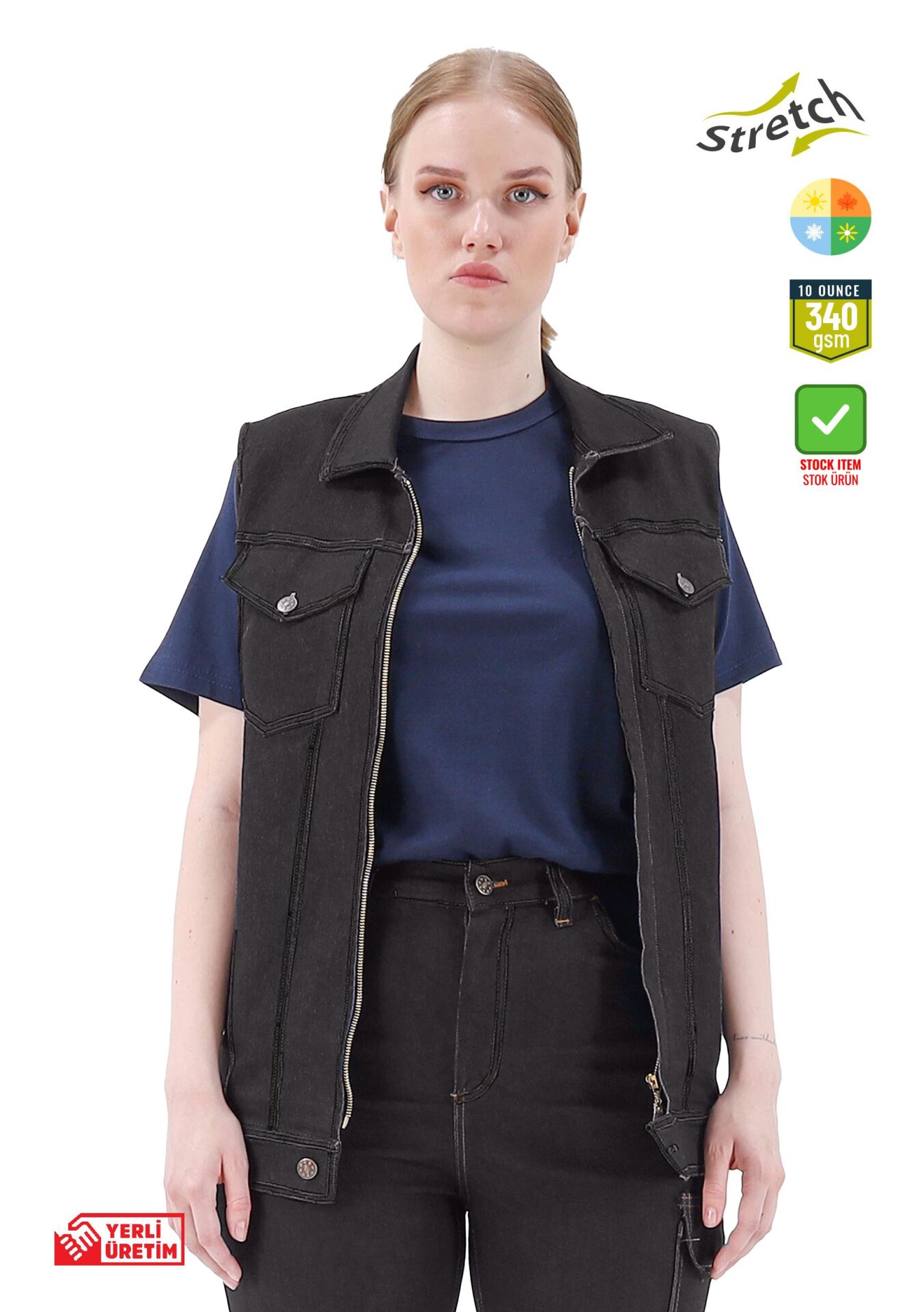 SafeSawa Texas Kot Yelek Siyah