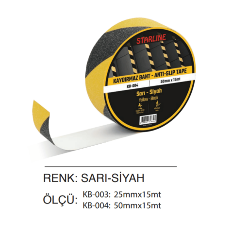 Starline Kaydırmaz Bant / Sarı Siyah 25mm x 15mt