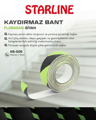 Starline Kaydırmaz Bant / Florasan Siyah 50mm x 15mt