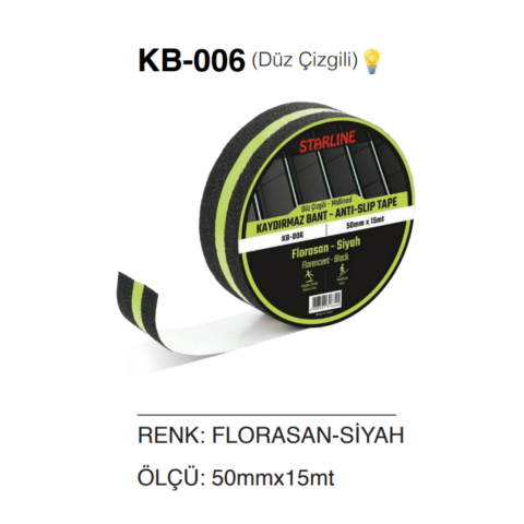 Starline Kaydırmaz Bant / Florasan Siyah Düz 50mm x 15mt