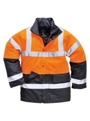 Portwest S467 Hi-Vis Yüksek Görünürlüklü Turuncu Lacivert Trafik Parka Kaban