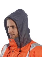 Portwest S467 Hi-Vis Yüksek Görünürlüklü Turuncu Lacivert Trafik Parka Kaban