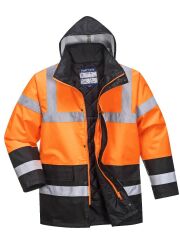 Portwest S467 Hi-Vis Yüksek Görünürlüklü Turuncu Lacivert Trafik Parka Kaban