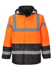 Portwest S467 Hi-Vis Yüksek Görünürlüklü Turuncu Lacivert Trafik Parka Kaban