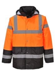Portwest S467 Hi-Vis Yüksek Görünürlüklü Turuncu Lacivert Trafik Parka Kaban