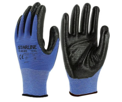 Starline E-46-MS 1/2 Nitril Kaplı Zebra  Eldiveni Mavi / Siyah
