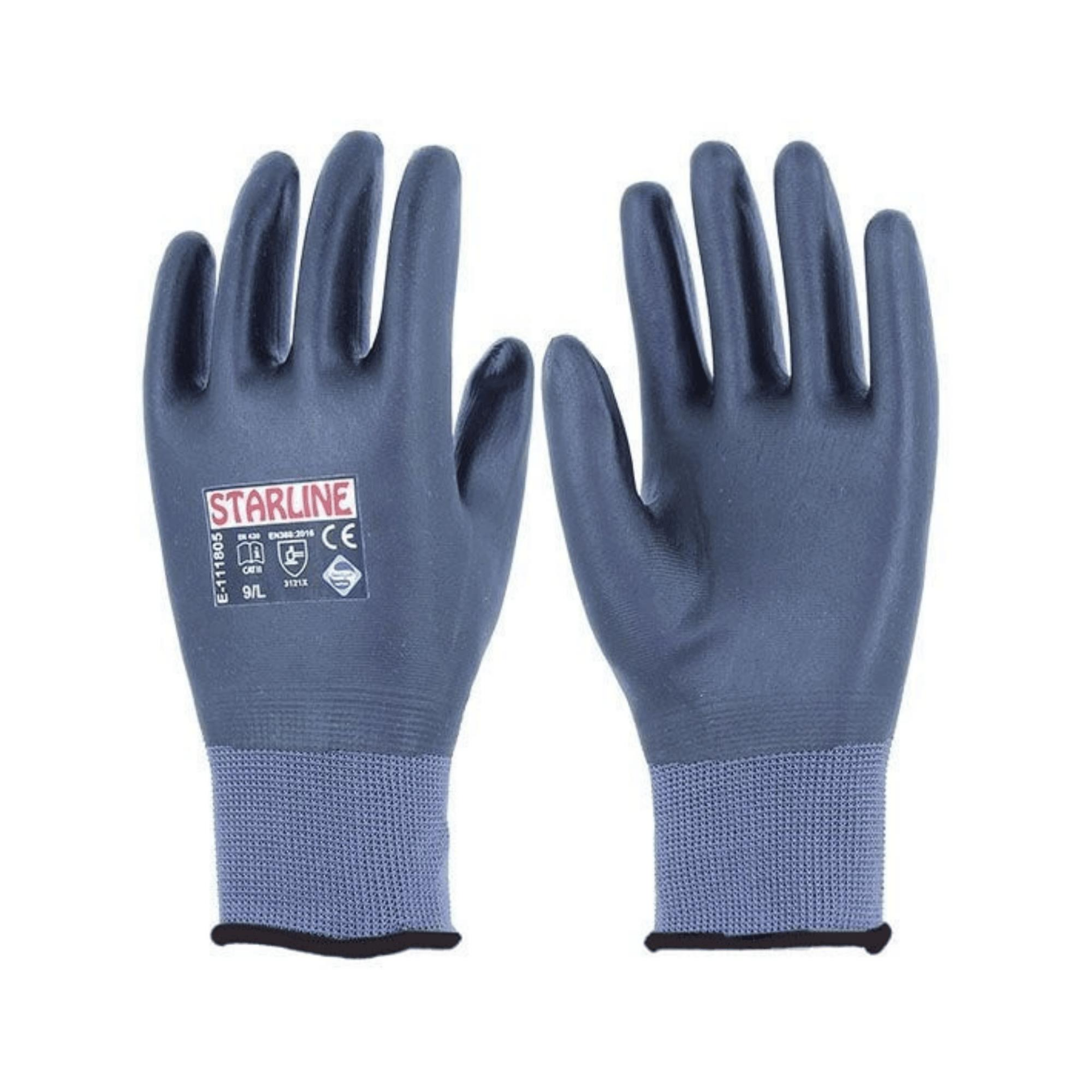 Starline E-111805 4/4 Köpük Nitril Kaplı Polyester Astarlı İş Eldiven EN388-3121X