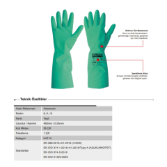 Starline STL-1915 Kimyasal Nitril Eldiven Kalınlık : 0,55mm Uzunluk : 460mm