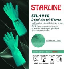 Starline STL-1915 Kimyasal Nitril Eldiven Kalınlık : 0,55mm Uzunluk : 460mm