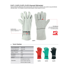 Starline E-072 100° Isı Temasına Dayanıklı Deri Eldiven Kırmızı EN388-3122X EN407-41314X