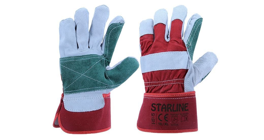 Starline E-051-YS Takviyeli Yarma Deri Eldiven 7cm Bileklik EN388-4233X