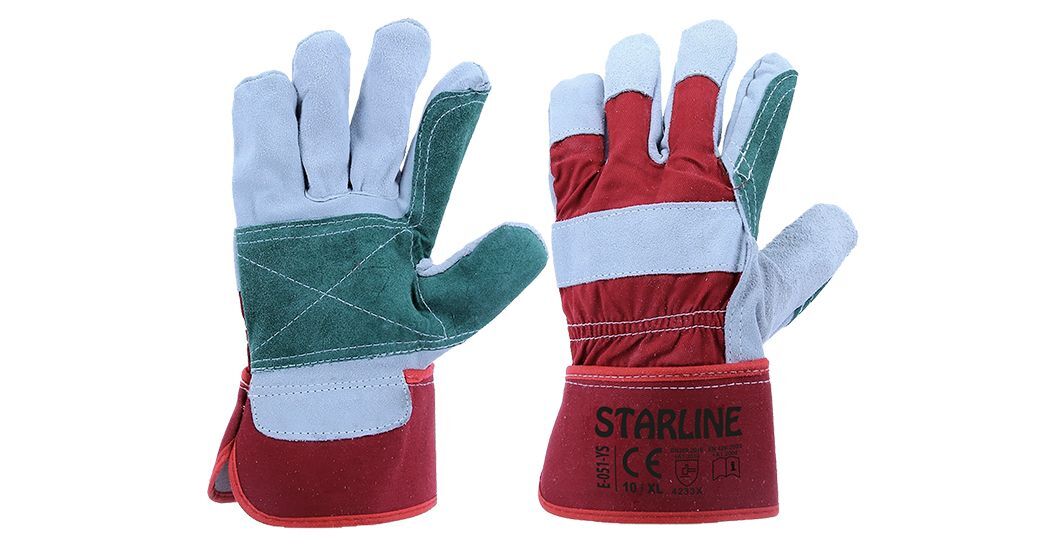 Starline E-051-YS Takviyeli Yarma Deri Eldiven 7cm Bileklik EN388-4233X