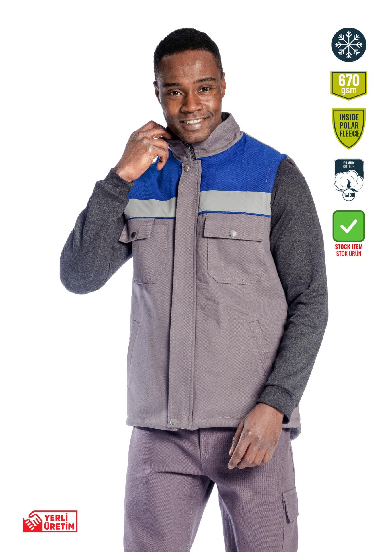 SafeSawa Oscar Yelek Gri Saks Mavi