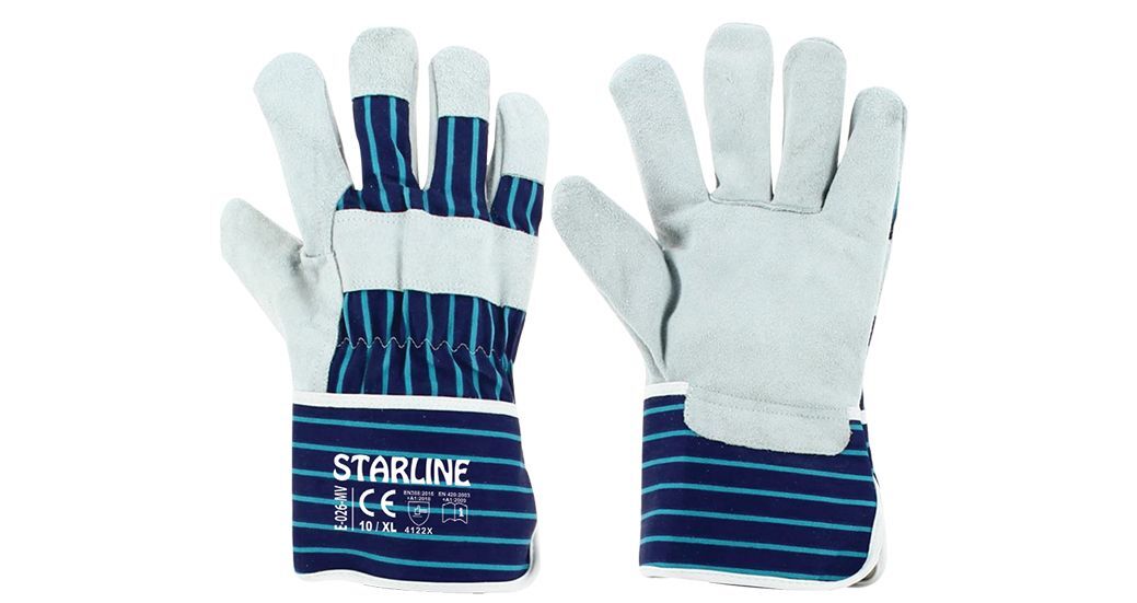 Starline E-026-MV Yarma Deri Eldiven Mavi 10cm Bileklik EN388-4122X
