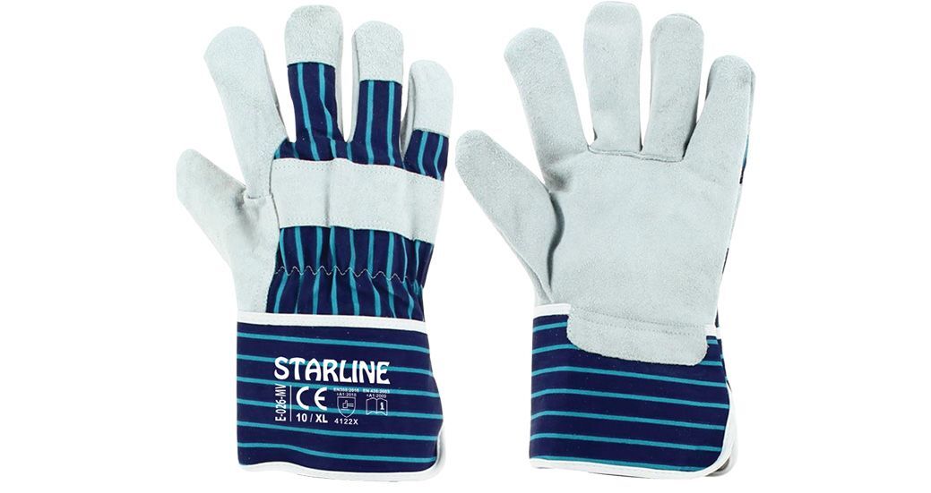 Starline E-026-MV Yarma Deri Eldiven Mavi 10cm Bileklik EN388-4122X