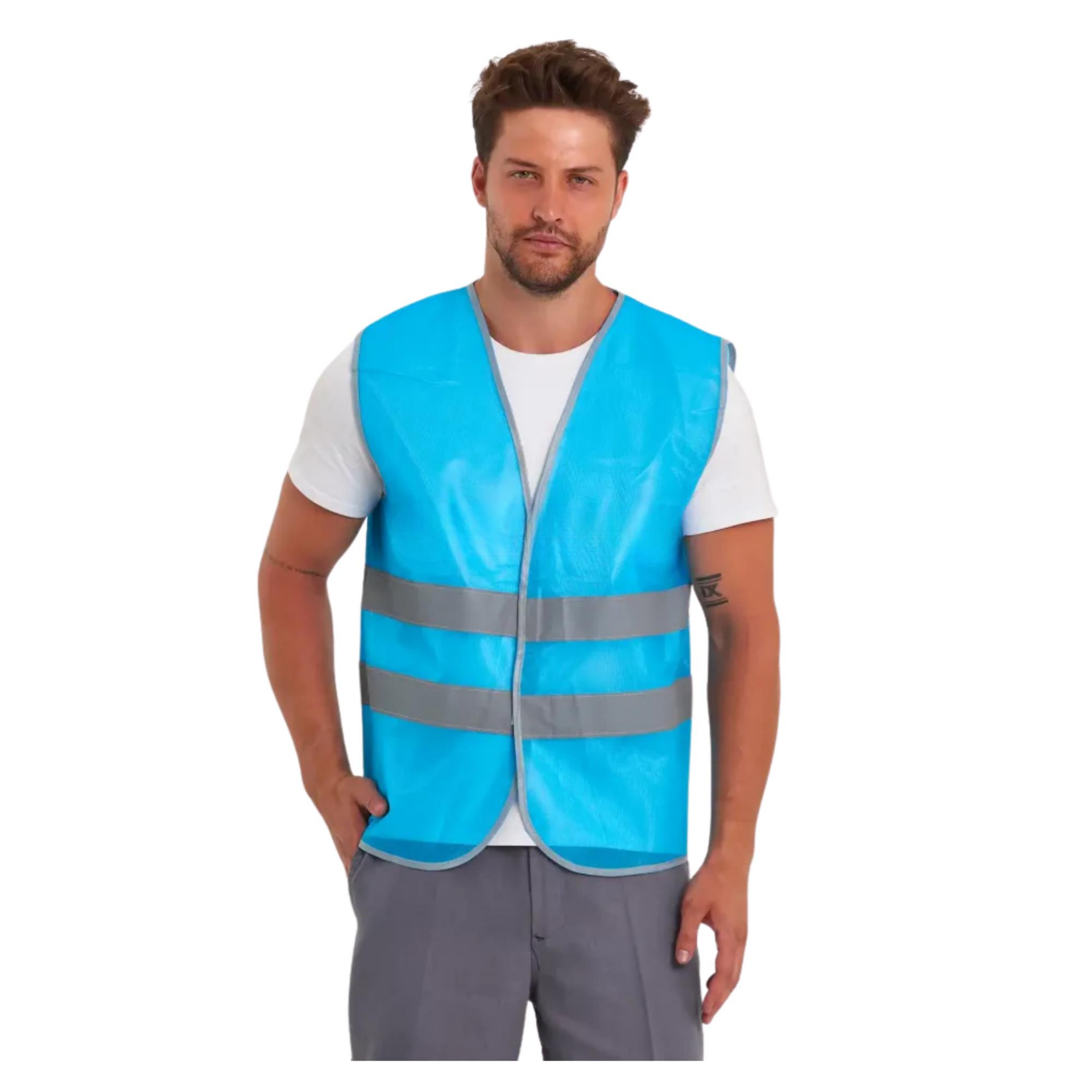 İkaz Yeleği Mavi Reflektörlü | Yüksek Görünürlüklü Yelek Mavi