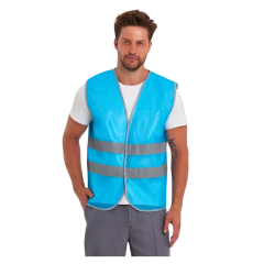 İkaz Yeleği Mavi Reflektörlü | Yüksek Görünürlüklü Yelek Mavi