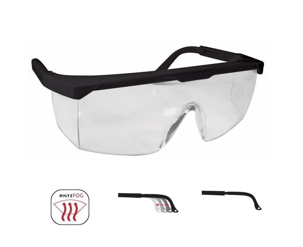 Starline G-004A-C Şeffaf Siyah Çerçeveli Düşük Darbelere Karşı Koruyucu Antifog Gözlük