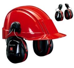 3M™ PELTOR™ Optime™ III Manşonlu Kulaklık 34 dB Siyah/Kırmızı Barete Takılabilir H540P3E-413-SV