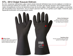 Starline STL-2812 Doğal Kauçuk Kimyasal Eldiven Kalınlık : 0,80mm Uzunluk : 310mm EN388-3111X EN ISO 374-1 AKLMNOPT EN374-5