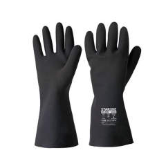 Starline STL-2812 Doğal Kauçuk Kimyasal Eldiven Kalınlık : 0,80mm Uzunluk : 310mm EN388-3111X EN ISO 374-1 AKLMNOPT EN374-5