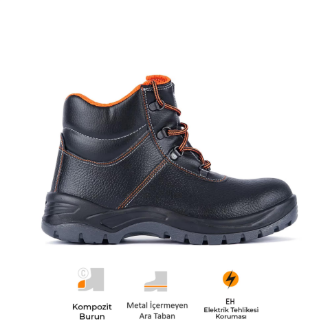 Mekap Pro Policap 023 S3 SRC Baskılı Deri Elektrikçi Fiberglass Burun Kevlar Ara Taban İş Botu